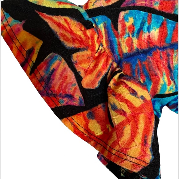 Brand New! Tiffany & Grey Multi-Colored Leaves Print Short Sleeve Dress Sz Small - Picture 7 of 9